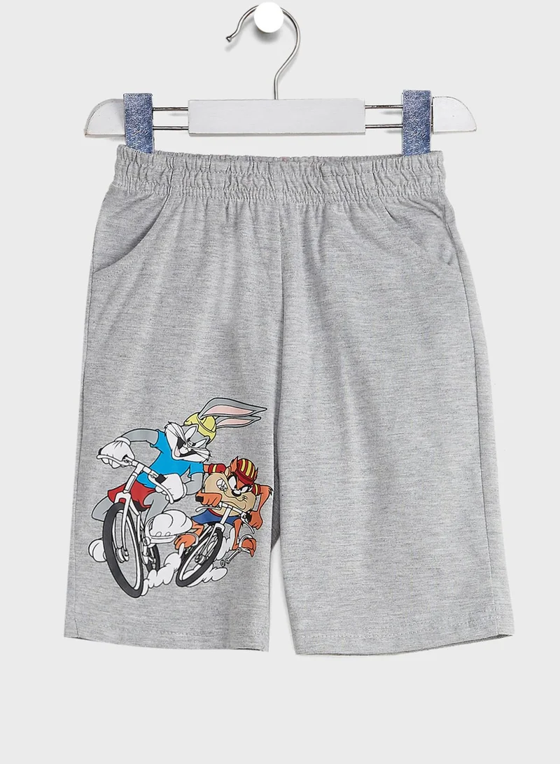 Warner Bros Kids Bugs Bunny Print T-Shirt + Shorts Set With Bag