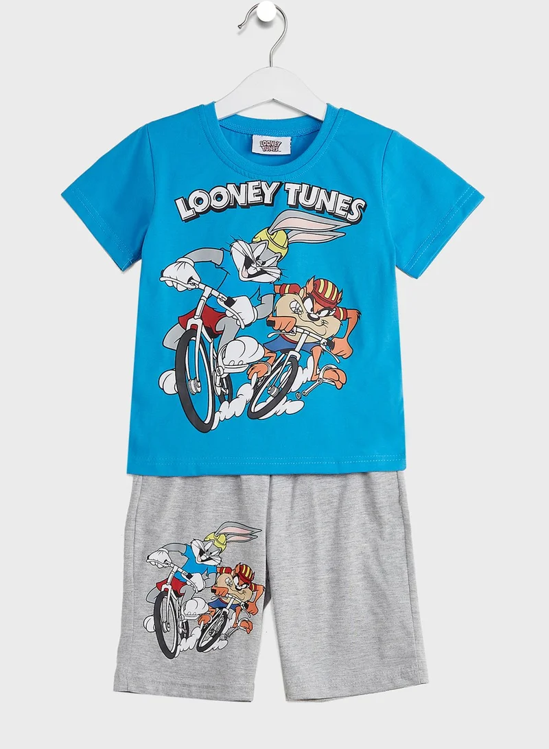 Warner Bros Kids Bugs Bunny Print T-Shirt + Shorts Set With Bag