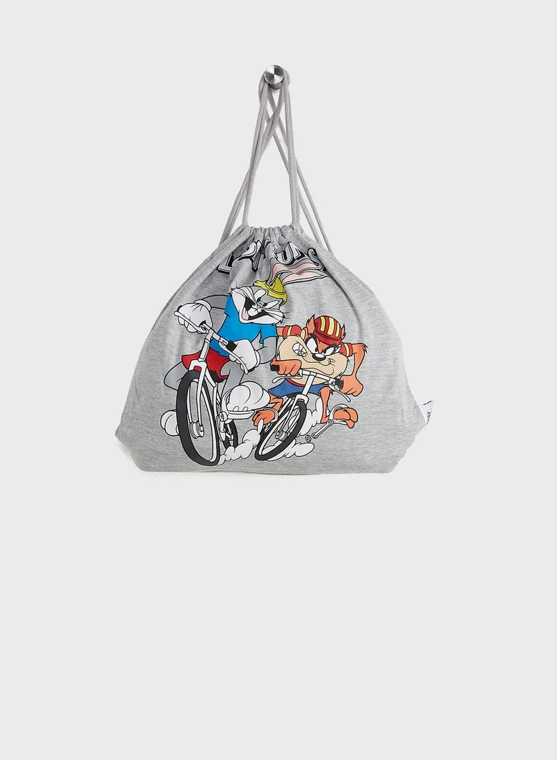 Warner Bros Kids Bugs Bunny Print T-Shirt + Shorts Set With Bag