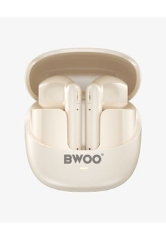 BWOO Bwoo True Wireless Headphones with ENC Half-in-ear Wireless Earbuds BT V5.3 for Gaming and Sports (Off-White)  - Image 2