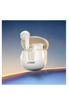 BWOO Bwoo True Wireless Headphones with ENC Half-in-ear Wireless Earbuds BT V5.3 for Gaming and Sports (Off-White)  - Image 5