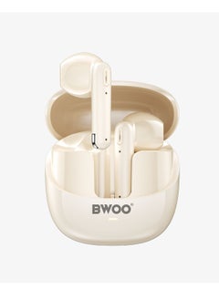 BWOO Bwoo True Wireless Headphones with ENC Half-in-ear Wireless Earbuds BT V5.3 for Gaming and Sports (Off-White)  - Image 3