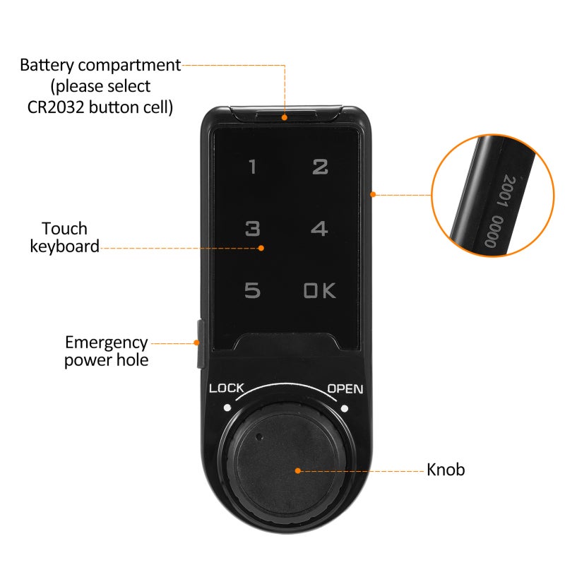 T9 Intelligent Touch Screen Combination Lock Plastic Panel Combination Lock Drawer Combination Lock Locker Lock - Image 5