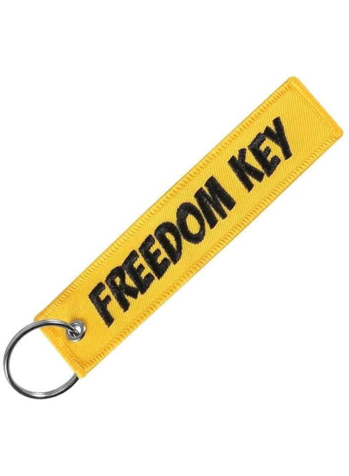 SOLDOUT Embroidery Car Bike Motorcycles Keychain Key Ring Chaveiro Key Fobs for Cars Gifts Friends Cute Fashion Key Ring (Yellow, Freedom Key) - Image 1