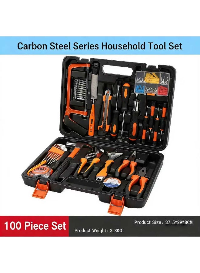 100 Piece Socket Wrench Household Repair Tool Combination Package, Mixed Tool Set Hand Tool Kit with Plastic Toolbox Storage Case