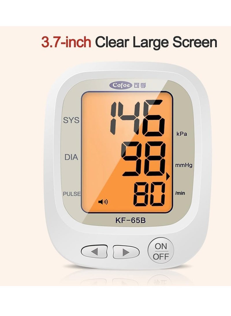 Cofoe Automatic blood pressure monitor, with speaking voice, smart measurement, internal lithium battery, 2 users memory, irregular heartbeat detection, large LCD display  - Image 2