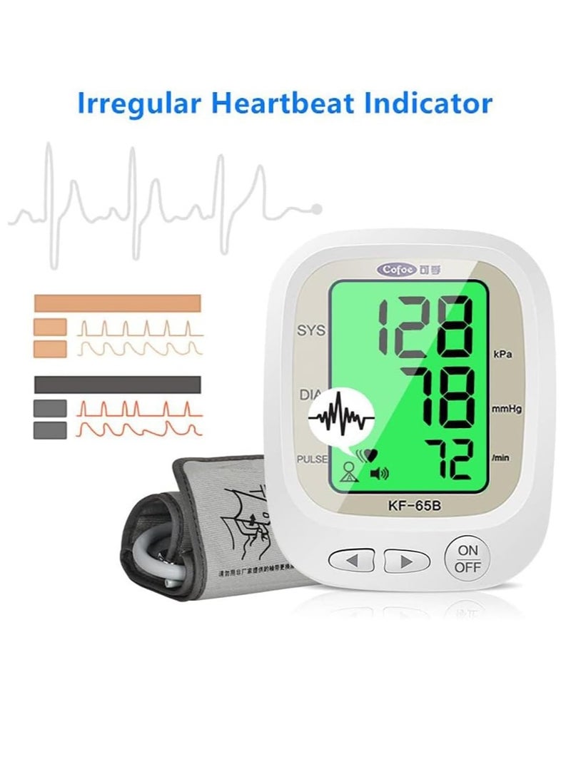 Cofoe Automatic blood pressure monitor, with speaking voice, smart measurement, internal lithium battery, 2 users memory, irregular heartbeat detection, large LCD display  - Image 5