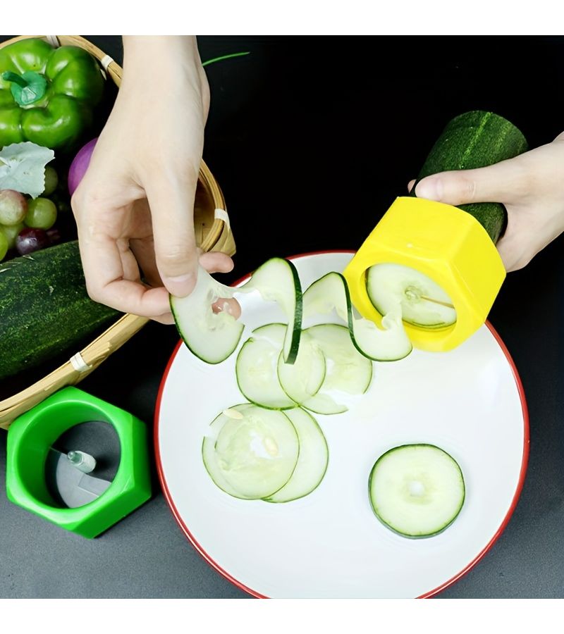 Green Rotary Cucumber Peeler Slicer Home Kitchen Gadget - Image 1