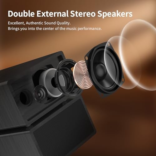 RetroAudio Record Player with 2X External Speakers Turntable Bluetooth Input Belt-Driven 3-Speed (33, 45, 78 RPM) LP Player Turntables for Vinyl Records with RCA Output, Aux in, Auto Stop, Black - Image 5