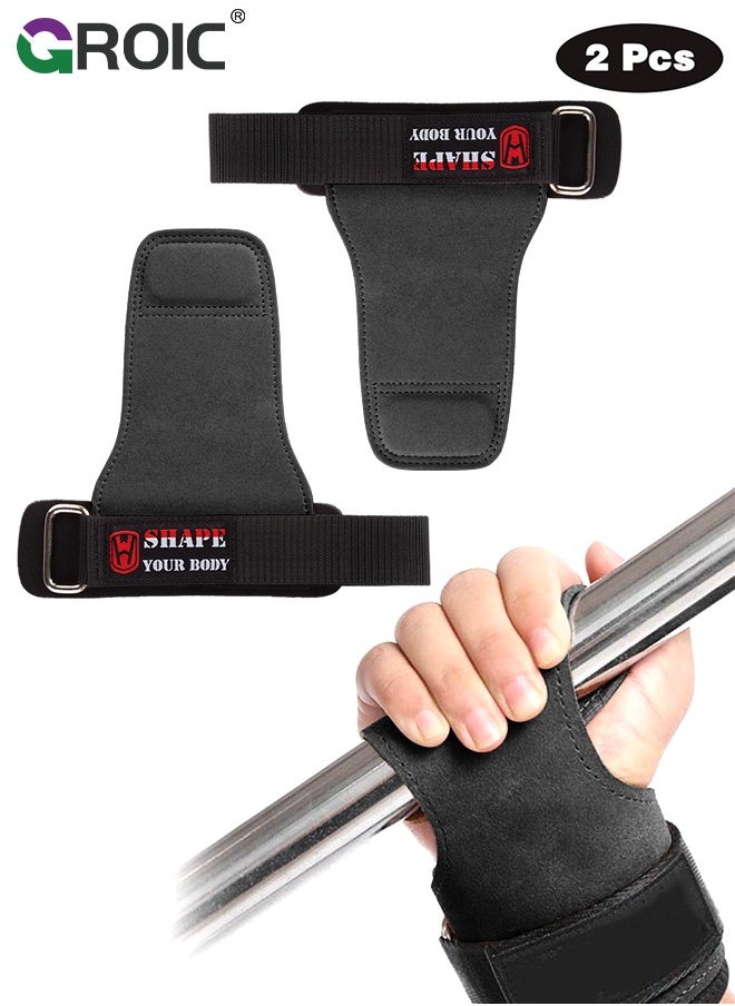 GROIC 1 Pair Gymnastics Hand Grips, Fitness Gloves for Weight Lifting, Powerlifting, Strength Training, Pull-up, Weightlifting Wrist Straps Non-slip Workout Gloves (Black)  - Image 1