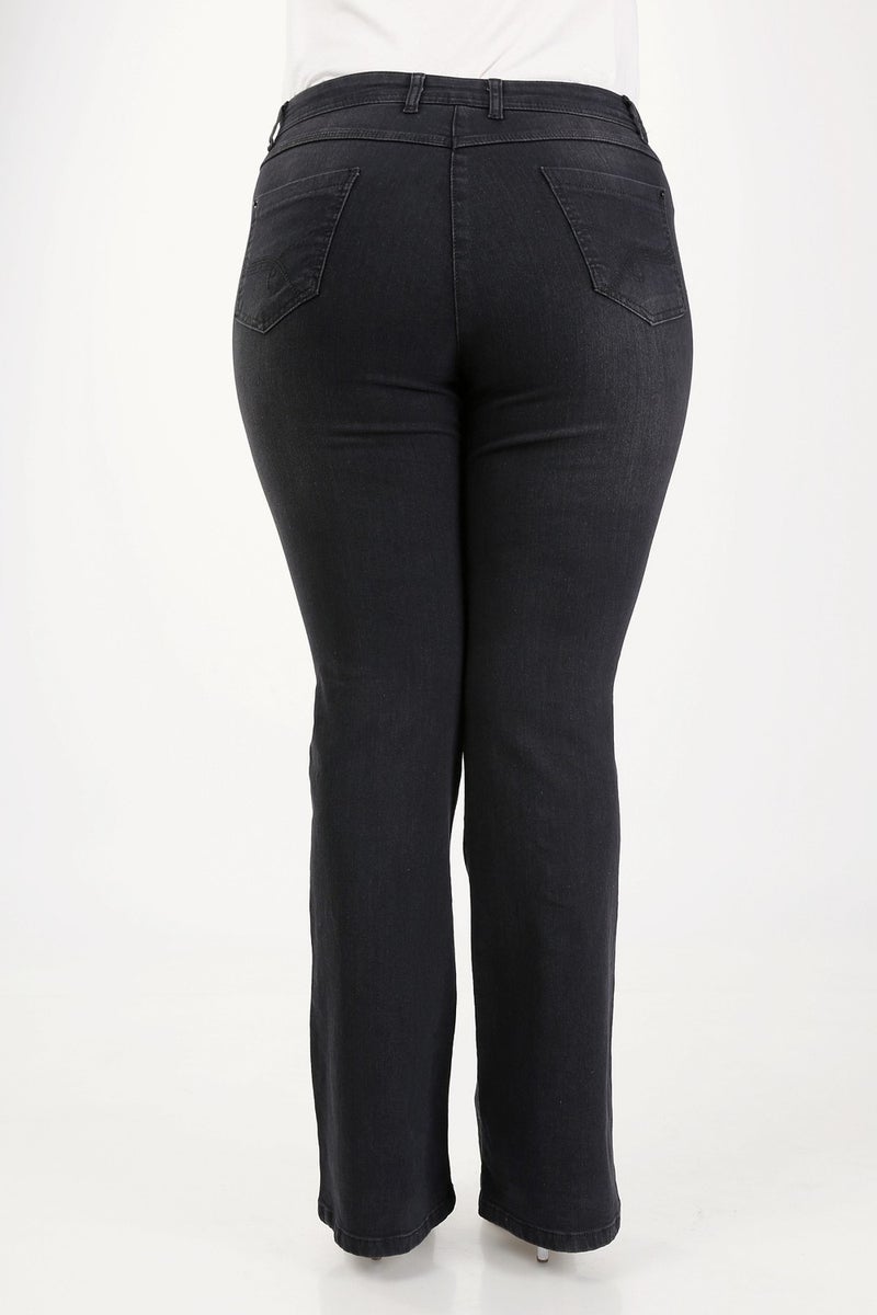 E Collection Flare Leg Lycra Plus Size Jeans Trousers - Image 3