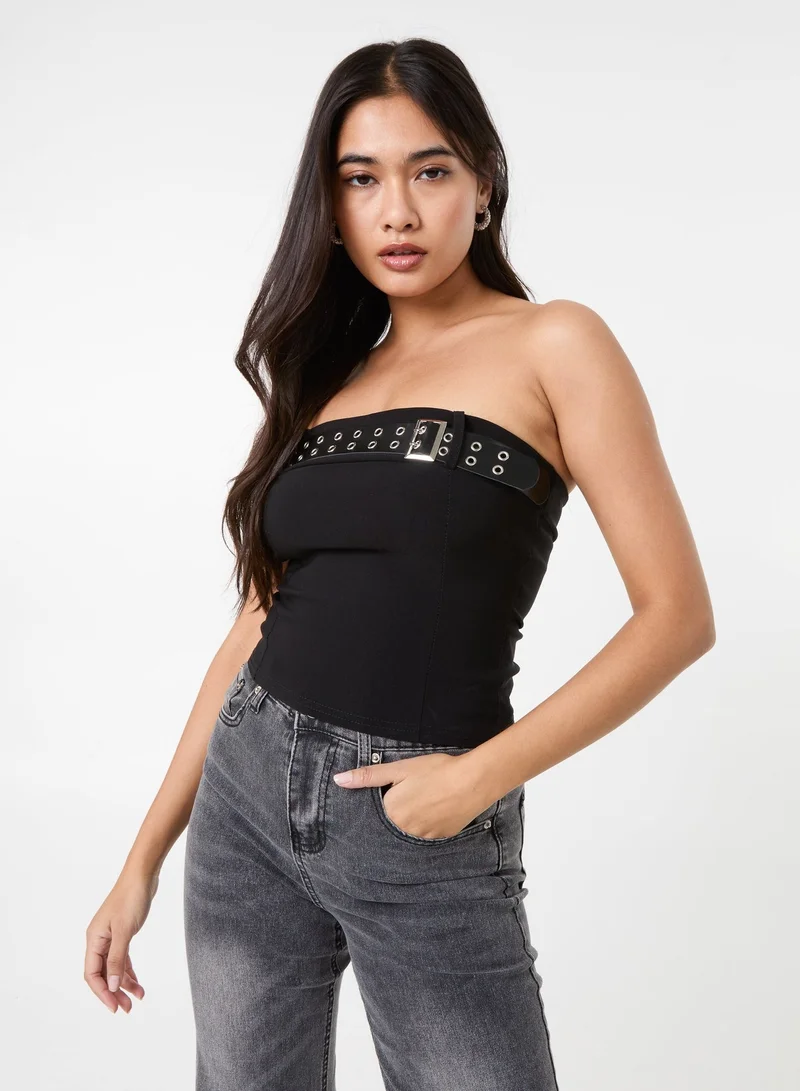 Pink Vanilla Belted Bandeau Top