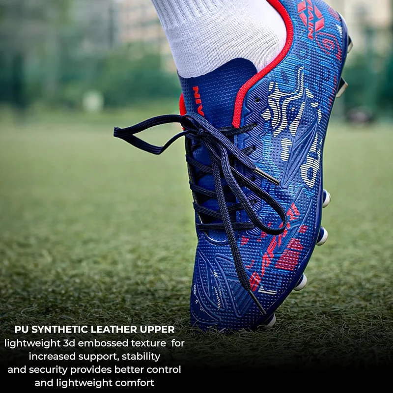 Nivia Safari Football Stud Shoes - Navy Blue/Red