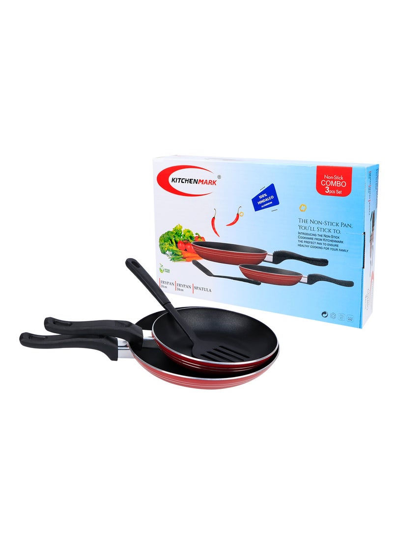 Kitchenmark KITCHENMARK 3pc Nonstick Frypans 20cm 24cm Induction Cooktop compatible with Spatula Cookware Combo Set  - Image 5