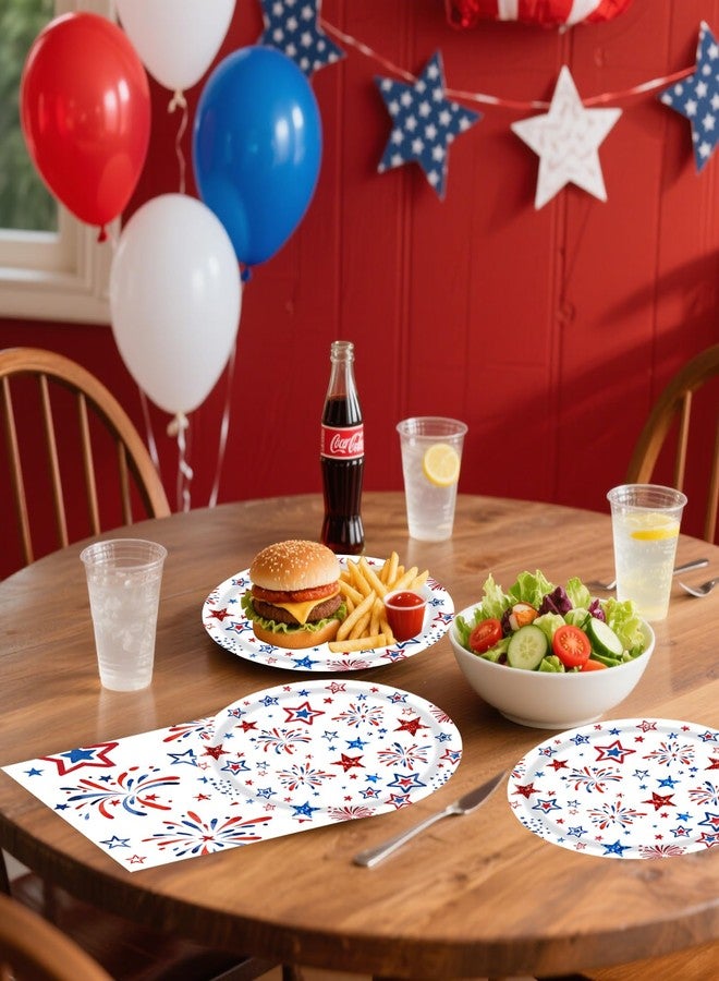 KFJBPB 40 Pack Patriotic Plates and Napkins Party Supplies, Stars Firework Disposable Dinner Plates Napkins Tableware Set for Veterans Day 4th of July VIndependence Day Decoration (Patriotic) - Image 5