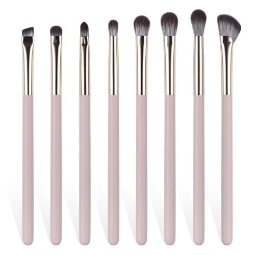 BEAUTYFACTOR 8Pcs Eye Makeup Brush Set Professional Eyeshadow Makeup Brushes Under Eye with Synthetic Nose Contour Brush Angled Eyebrow Brushes for Liquid Powder Blending Contouring Concealer Brows Eye shadows - Image 1