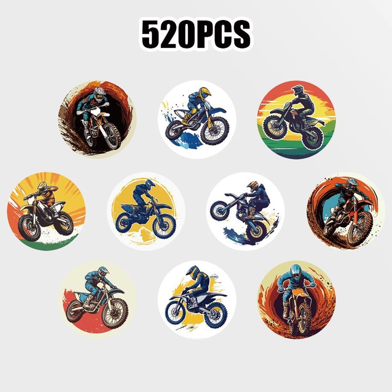 520 Pcs Round Racing Motorcycle Rider Sticker Roll 2.5 Cm for Gifting Decor - Image 2