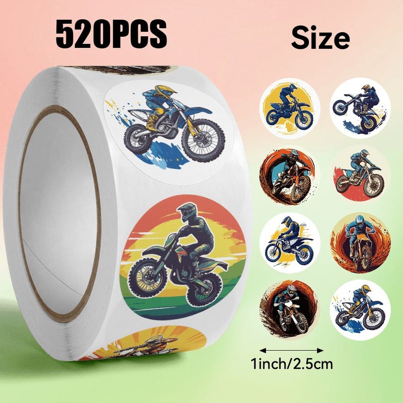 520 Pcs Round Racing Motorcycle Rider Sticker Roll 2.5 Cm for Gifting Decor - Image 1