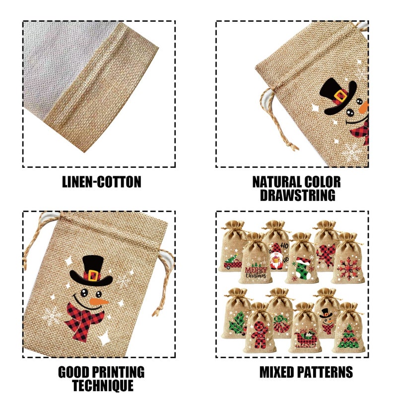 CCINEE 36pcs Christmas Drawstring Goody Candy Gift Bags  4x6 Inch with Double Jute Drawstrings for Xmas Party Favors - Image 3