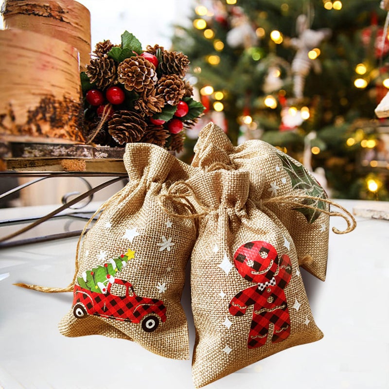 CCINEE 36pcs Christmas Drawstring Goody Candy Gift Bags  4x6 Inch with Double Jute Drawstrings for Xmas Party Favors - Image 5