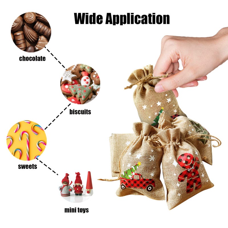 CCINEE 36pcs Christmas Drawstring Goody Candy Gift Bags  4x6 Inch with Double Jute Drawstrings for Xmas Party Favors - Image 4