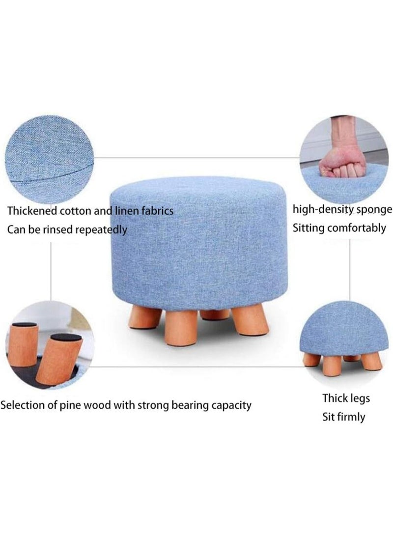Two-piece footstool, round four-legged solid wood footstool, suitable for balcony, office, and bedroom, small 7.87-inch stool, strong and durable white/green - Image 4