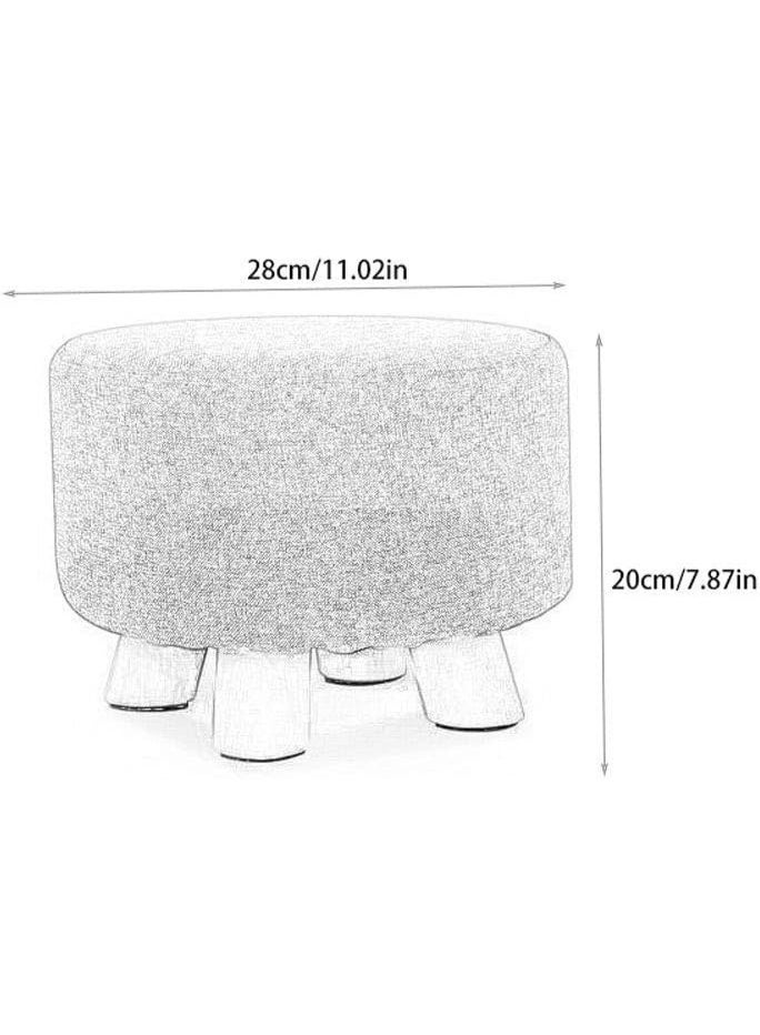 Two-piece footstool, round four-legged solid wood footstool, suitable for balcony, office, and bedroom, small 7.87-inch stool, strong and durable white/green - Image 3