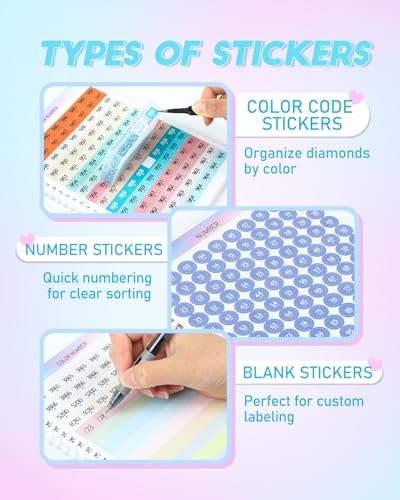 YBUTVY 4000+ Diamond Art Stickers ＆ Labels – 36 Sheets Diamond Painting Accessories and Tools for Storage & Organization, Craft Stickers for Enthusiasts - Image 5