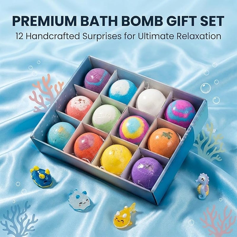 ATRJSZ Bath Bombs with Surprise Inside, 6/12 Pack Fizzy Bubble Bath Gift Set, Dinosaur Egg & Ocean Theme Bath Fizzies, Natural Sea Salt Color Changing Spa Easter Bath Balls (Sea Animal 12PC) - Image 2