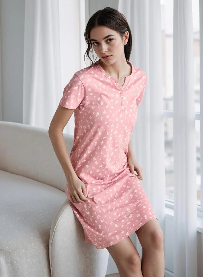 سبلاش فيڤ قميص نوم بطبعة زهور شاملة