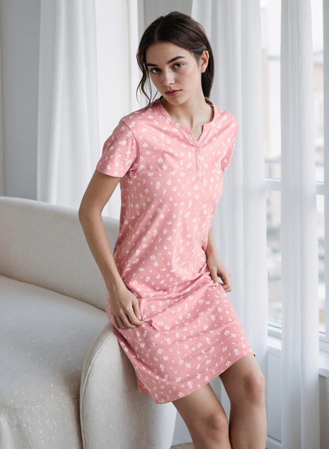 سبلاش فيڤ قميص نوم بطبعة زهور شاملة - Image 2