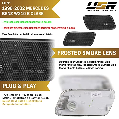USR UNIQUE STYLE RACING USR DEPO 96-02 W210 E-Class Smoker Bumper Side Marker Light Assembly Set (Left + Right) Compatible with 1996-2002 Mercedes Benz W210 E Class - Image 4