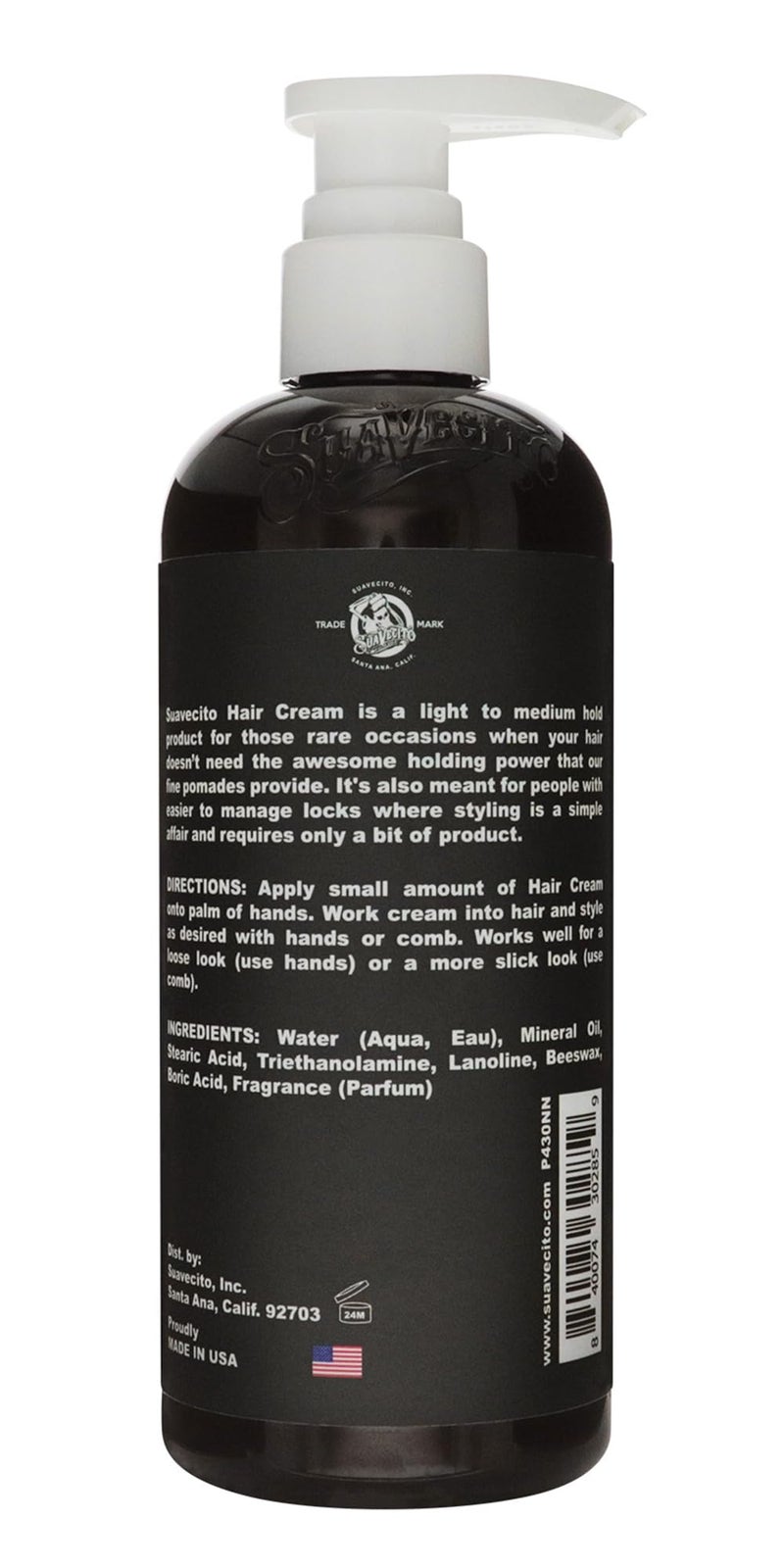 Suavecito Hair Cream Pump Bottle Medium Shine All Day Light Hold (16 oz) - Image 2