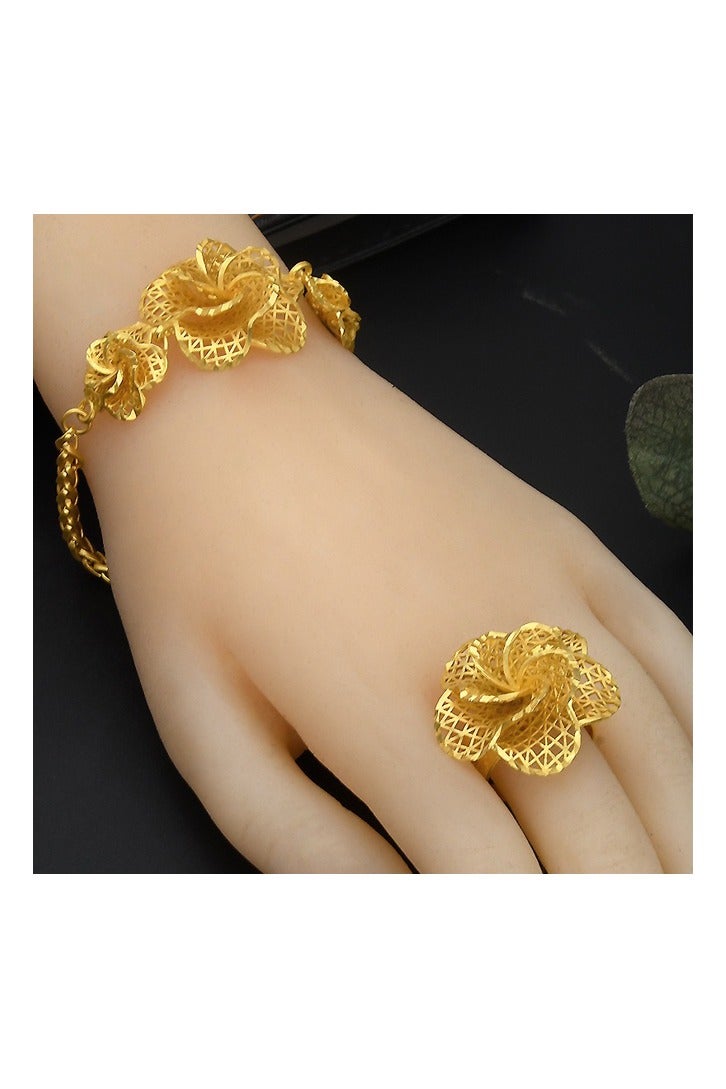 CSDONA 5-Piece Gold-Plated Fine Jewelry Set Necklace  Earrings Bracelet Ring  Gift for Women & Girls - Image 5