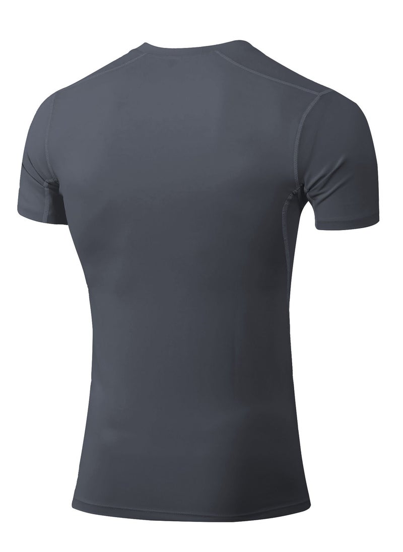 Loquat Men Quick Dry Breathable Elastic T-Shirt Grey  - Image 2