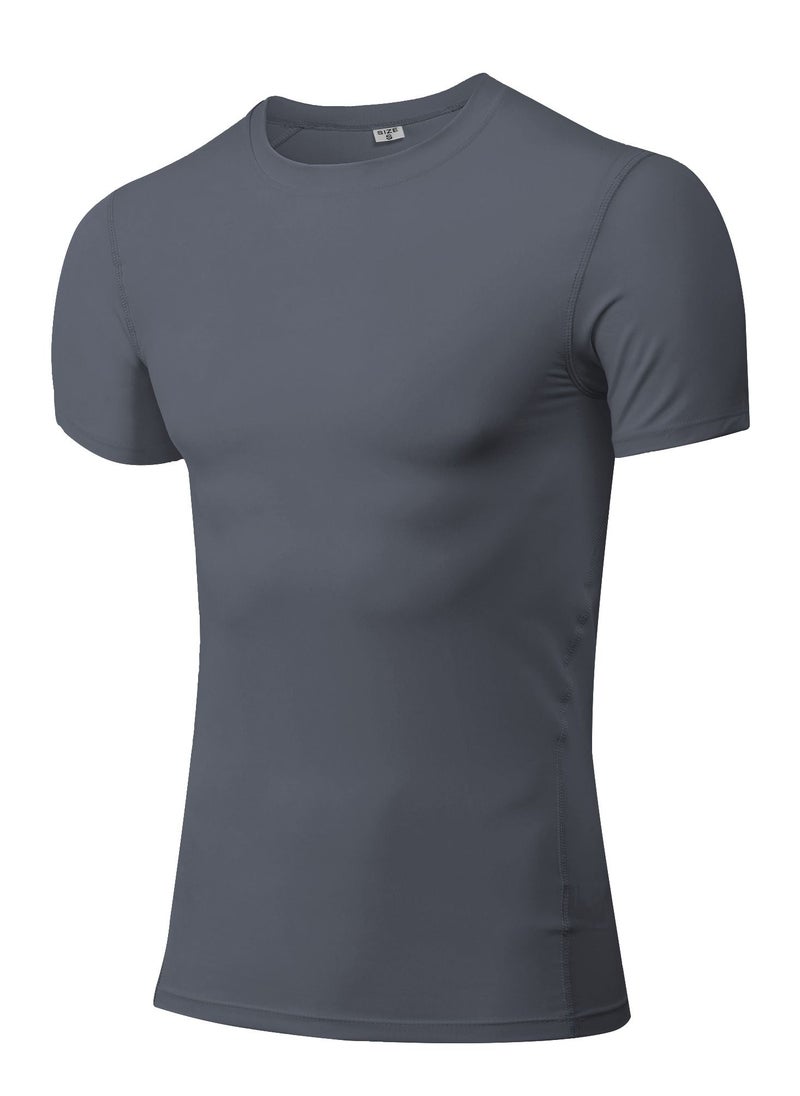 Loquat Men Quick Dry Breathable Elastic T-Shirt Grey  - Image 1