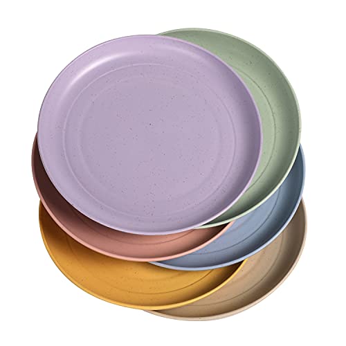 WANBY Lightweight Wheat Straw Plates Unbreakable Dinner Dishes Plates Set Dishwasher & Microwave Safe (Small 6 Pack 5.9') - Image 2