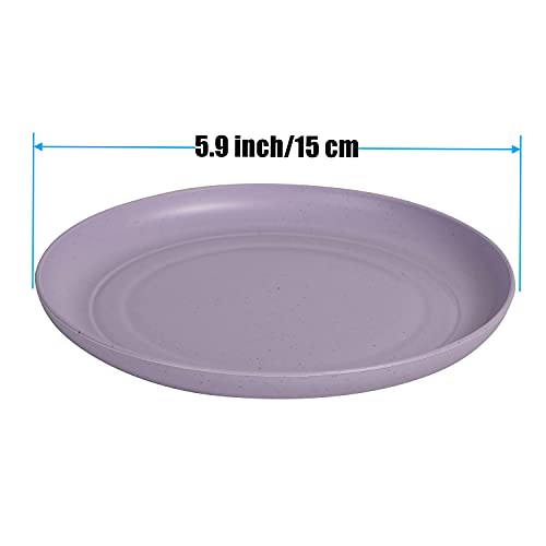 WANBY Lightweight Wheat Straw Plates Unbreakable Dinner Dishes Plates Set Dishwasher & Microwave Safe (Small 6 Pack 5.9') - Image 4
