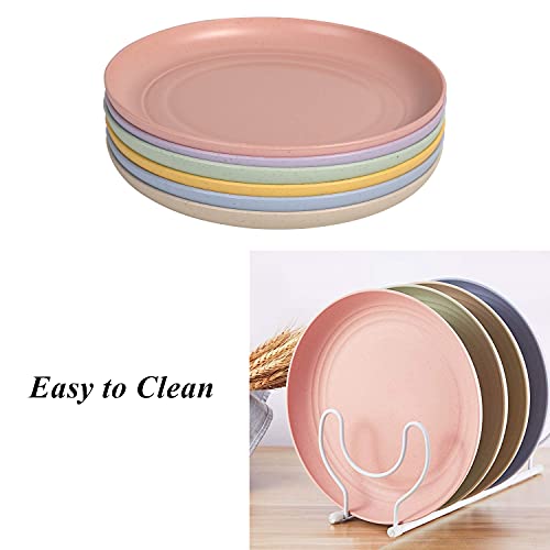 WANBY Lightweight Wheat Straw Plates Unbreakable Dinner Dishes Plates Set Dishwasher & Microwave Safe (Small 6 Pack 5.9') - Image 5
