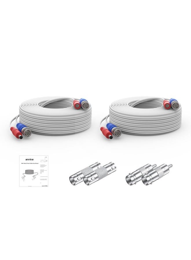 ANNKE (2) 30M/100 Feet BNC Video Power Cable For CCTV Camera DVR Security System-white - Image 1