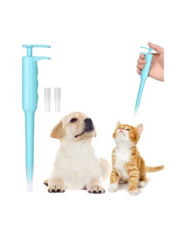 Pet Pill Dispenser, Pet Piller Gun Oral Tablet Capsule, Pet Piller Soft Tip Tablet Silicone Pusher Pill Feeder for Cats, Dogs, and Small Animals 2PCS (Blue)