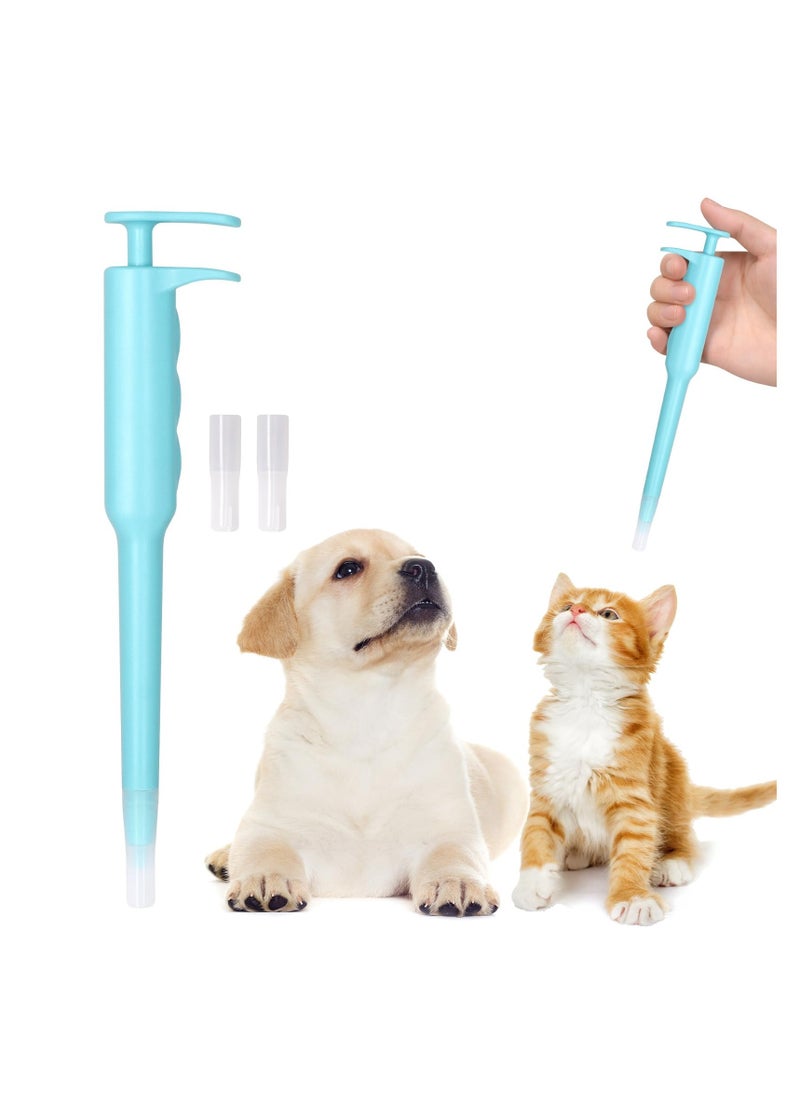 SYOSI - Pet Pill Dispenser, Pet Piller Gun Oral Tablet Capsule, Pet Piller Soft Tip Tablet Silicone Pusher Pill Feeder for Cats, Dogs, and Small Animals 2PCS (Blue) - Image 1
