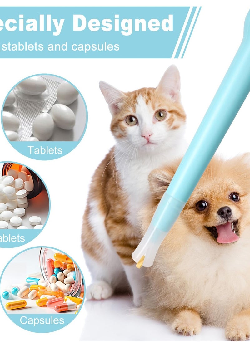 SYOSI - Pet Pill Dispenser, Pet Piller Gun Oral Tablet Capsule, Pet Piller Soft Tip Tablet Silicone Pusher Pill Feeder for Cats, Dogs, and Small Animals 2PCS (Blue) - Image 1