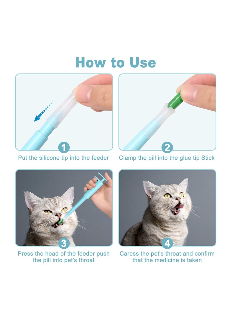 SYOSI - Pet Pill Dispenser, Pet Piller Gun Oral Tablet Capsule, Pet Piller Soft Tip Tablet Silicone Pusher Pill Feeder for Cats, Dogs, and Small Animals 2PCS (Blue) - Image 1