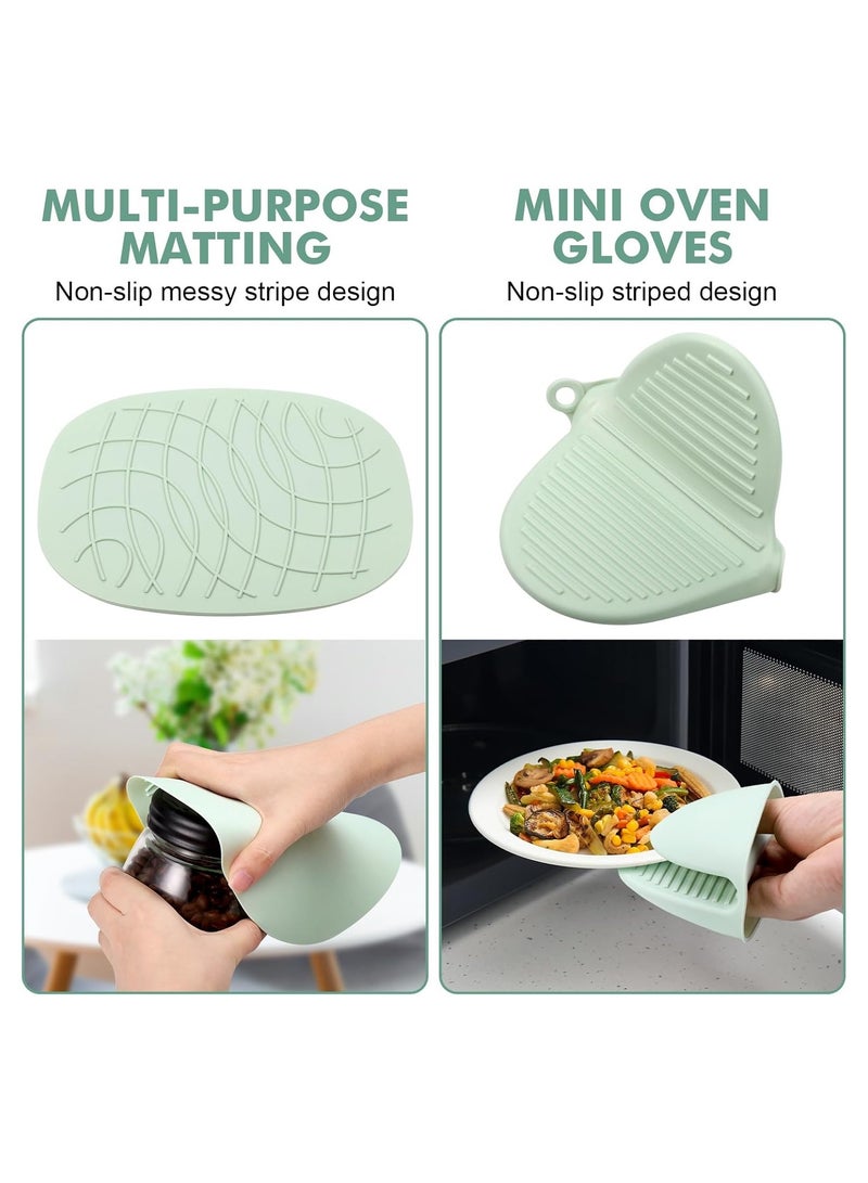 CMGTYYD Oven Gloves Silicone Set, Durable Silicone Oven Mitts Heat Resistant, Potholders & Oven Gloves Double Heat Resistant for Cooking Kitchen Accessories, Rubber Gloves Oven with Sticky Hook & Brush - Image 5