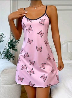 Shein Butterfly Print Contrast Binding  Trim Cami Pajama Nightdress  - Image 1