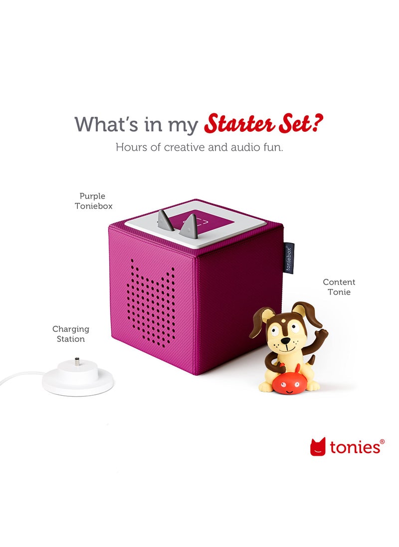 Tonies Toniebox Audio Player Starter Set with Playtime Puppy - Listen, Learn, and Play with One Huggable Little Box - Purple  - Image 5