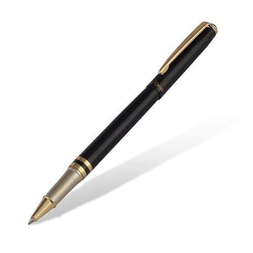 Oliver Onyx SH G Roller Pen – 0.6mm Schmidt Refill, Full Brass Body, Cap Locking, Glossy Black Finish with Black Chrome Trims - Image 1