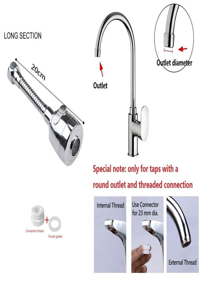 Bletilla Stainless Steel Flexible 360 Degree Rotating 2 Modes Water Saving Faucet | Faucet for Kitchen Sink | Water Faucet Sprayer, Flexible Tap Extension for Kitchen Sink (Silver) - Image 5