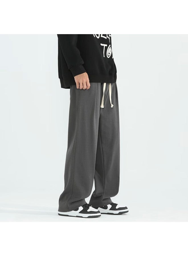 Izexx Men's Casual Pants Spring Loose Draped Wide-leg Straight-leg American High Street Cool Long Pants Zis09 Gray 4XL - Image 2
